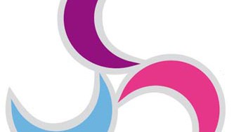 BiCon 2015 bisexuality conference logo - three moons in windmill configuration