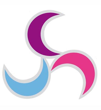 BiCon 2015 bisexuality conference logo - three moons in windmill configuration